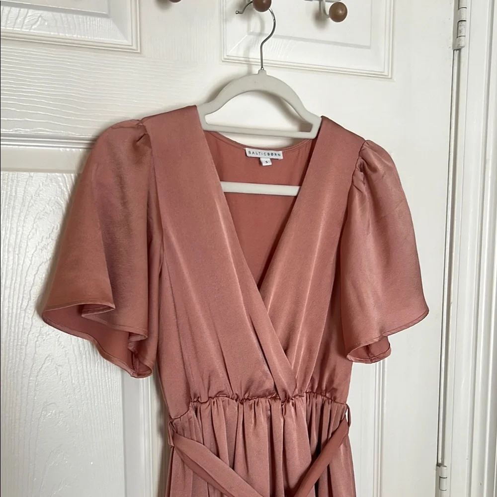 Baltic Born Pink Flutter Sleeve Maxi Wrap Dress - Picture 2 of 5